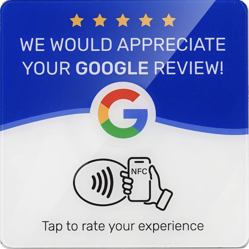 NFConnect Google review plaque with NFC tap area