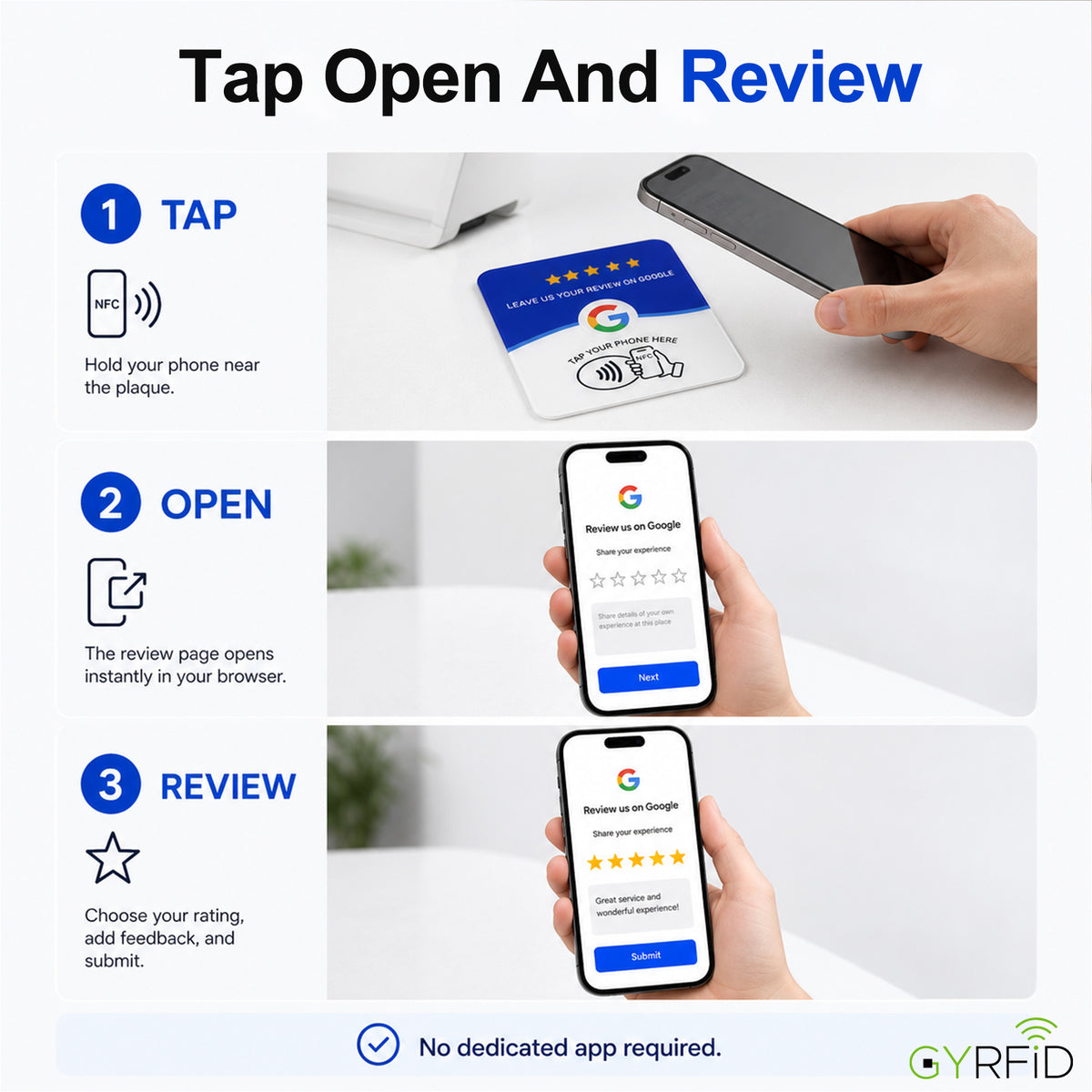 NFC Google Review Plaque, Tap-to-Review Acrylic Sign for Businesses