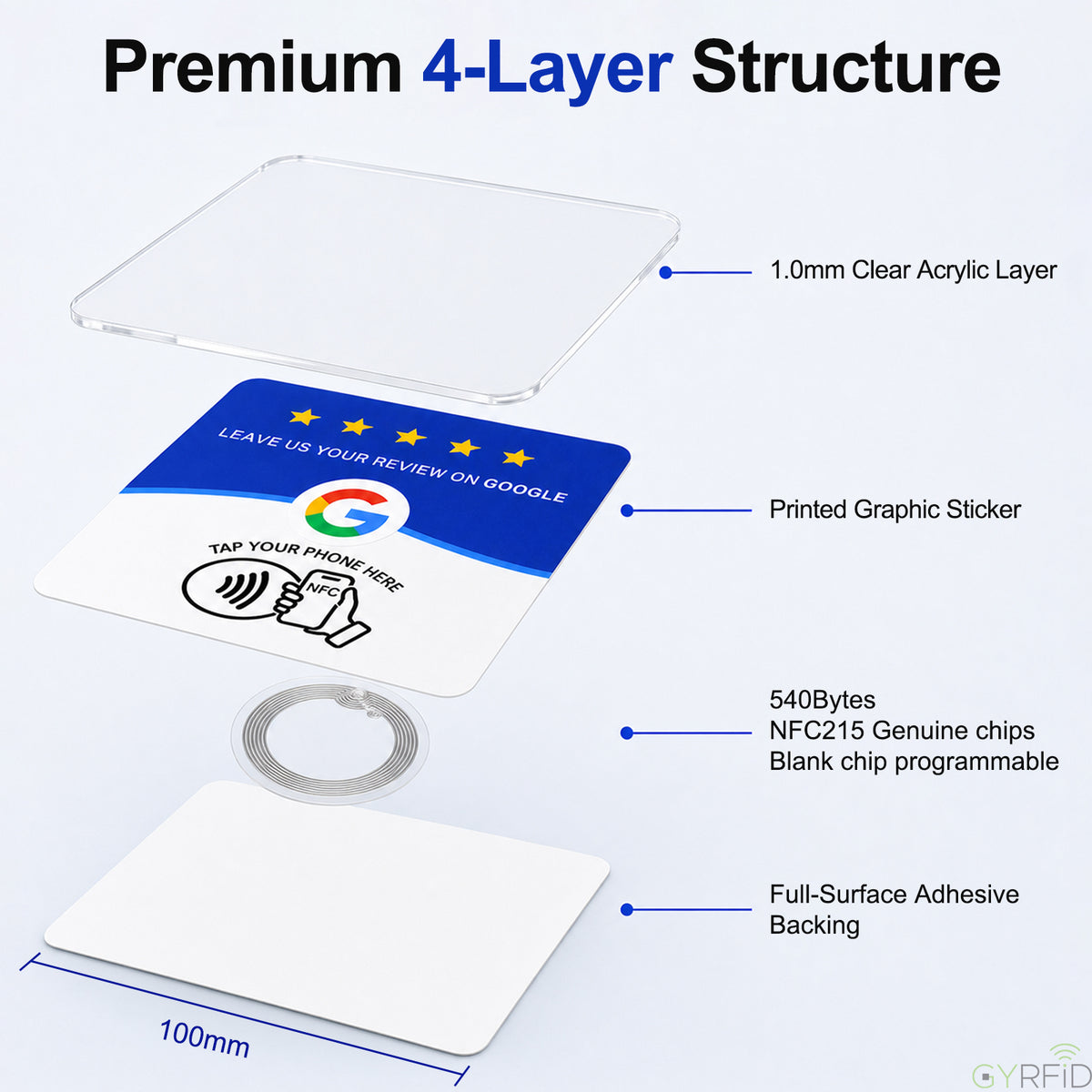 NFC Google Review Plaque, Tap-to-Review Acrylic Sign for Businesses