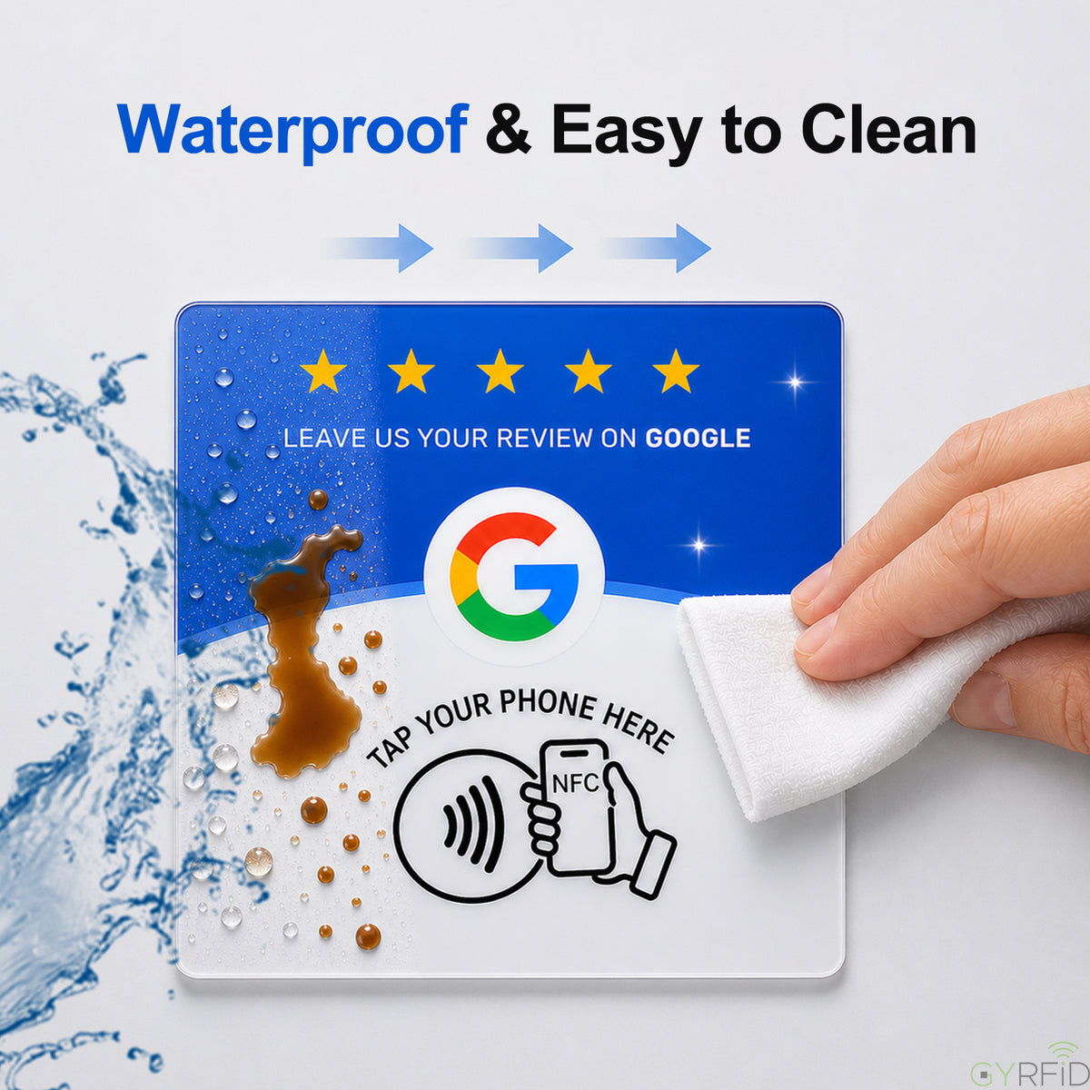 NFC Google Review Plaque, Tap-to-Review Acrylic Sign for Businesses