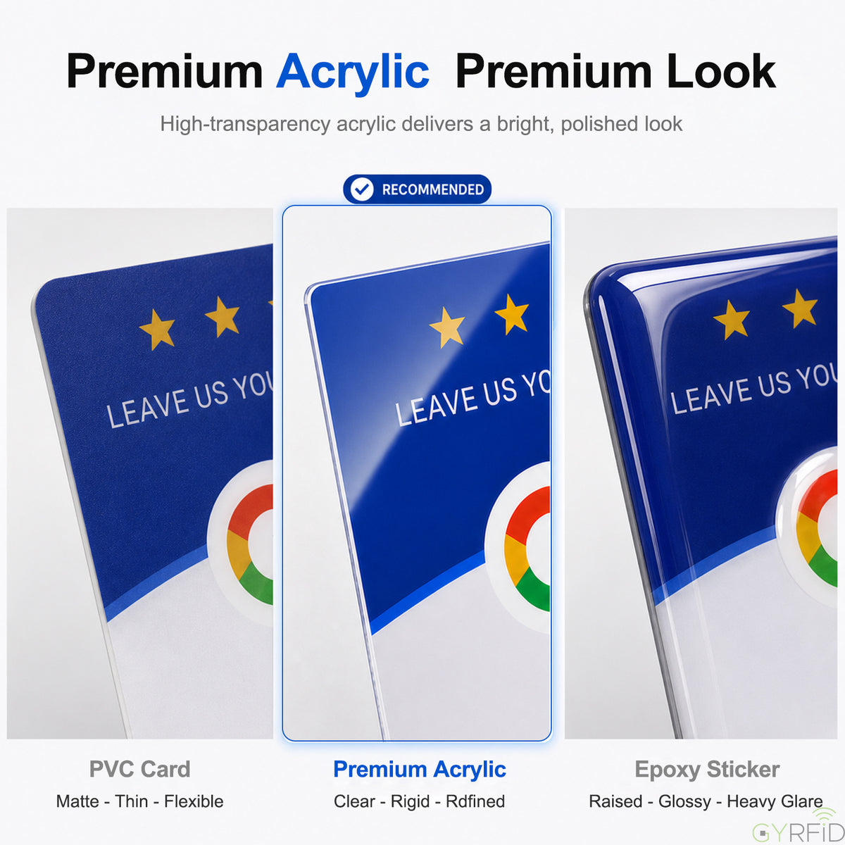 NFC Google Review Plaque, Tap-to-Review Acrylic Sign for Businesses